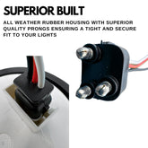 20X 3 Wire Plug Truck Trailer Light Plug Molded 3 Prong Pigtail Harness Connector for Stop Turn Tail Reverse Brake Backup for Sealed 4" Round 6' Oval Light 12V Red White Black Wires 16AWG, 9" Length